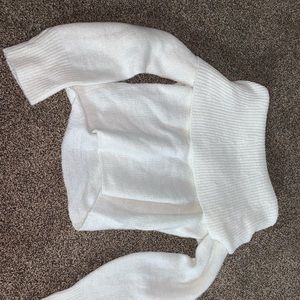 Boutique Off Shoulder White Sweater